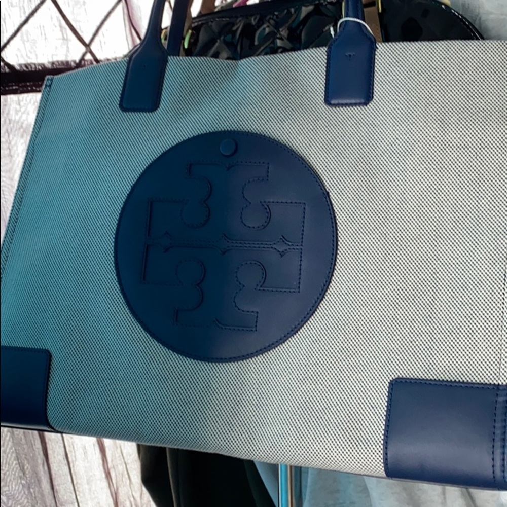 Tory Burch navy and gray bag